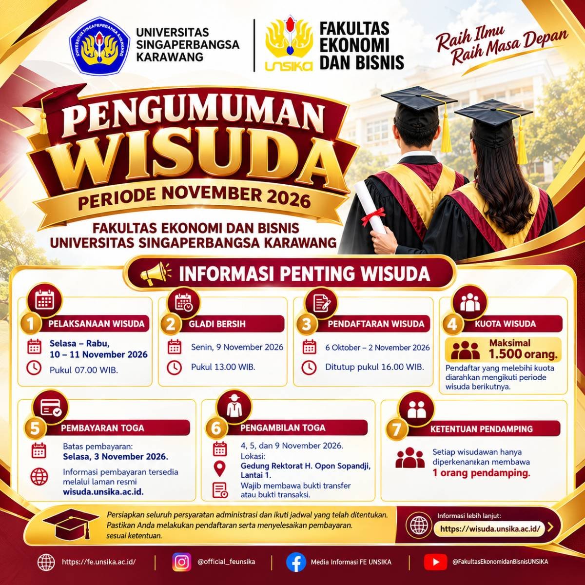 FEB UNSIKA Umumkan Informasi Wisuda Periode November 2026